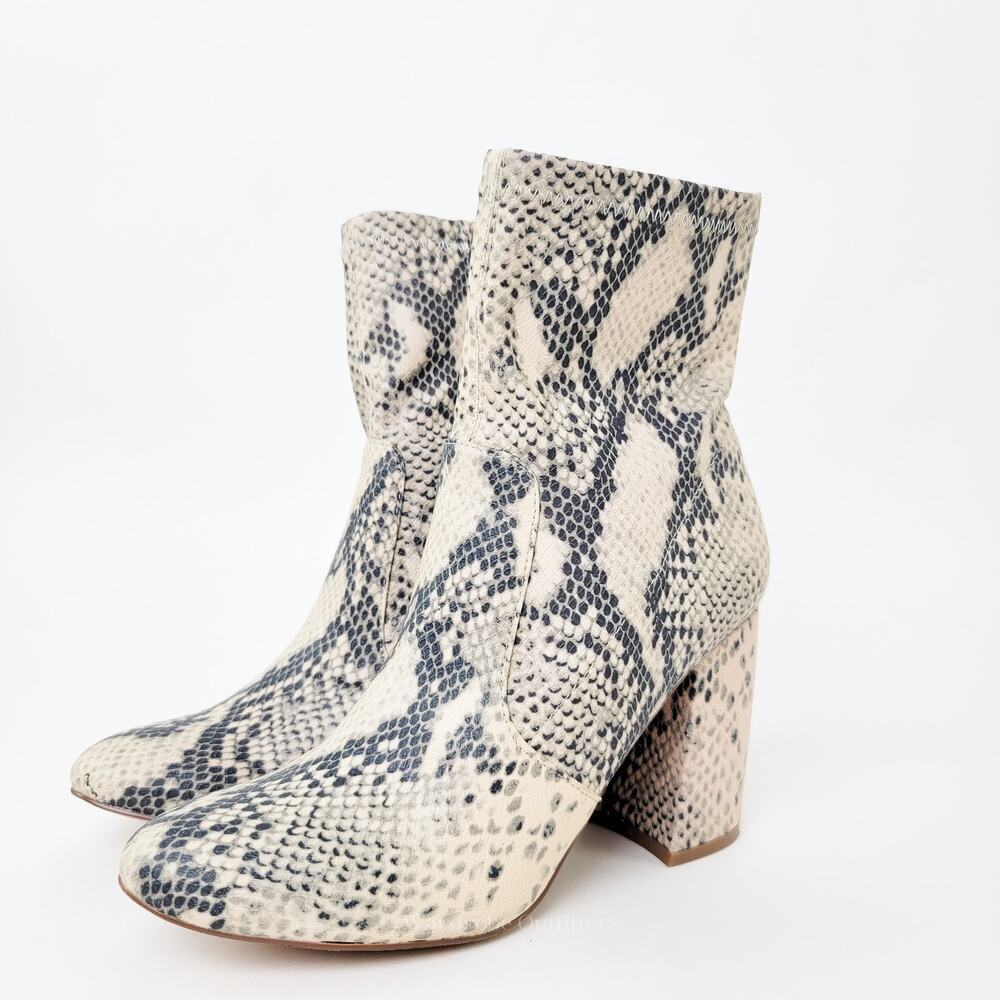 Steve Madden Chunky Block Heel Reggie Chelsea Snake Skin Boots / Booties - Picture 5 of 10